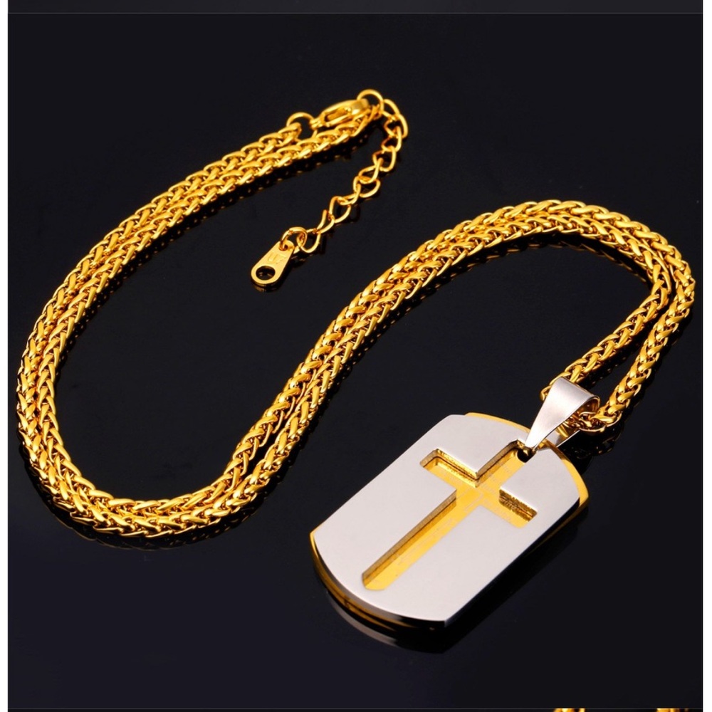 New 18K gold cross necklace